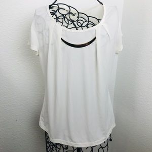 M&E Women's S Blouse with metallic accessory